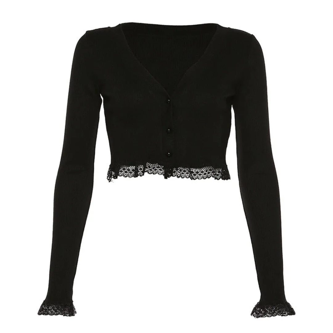Vintage Gothic Lace Black Cardigan