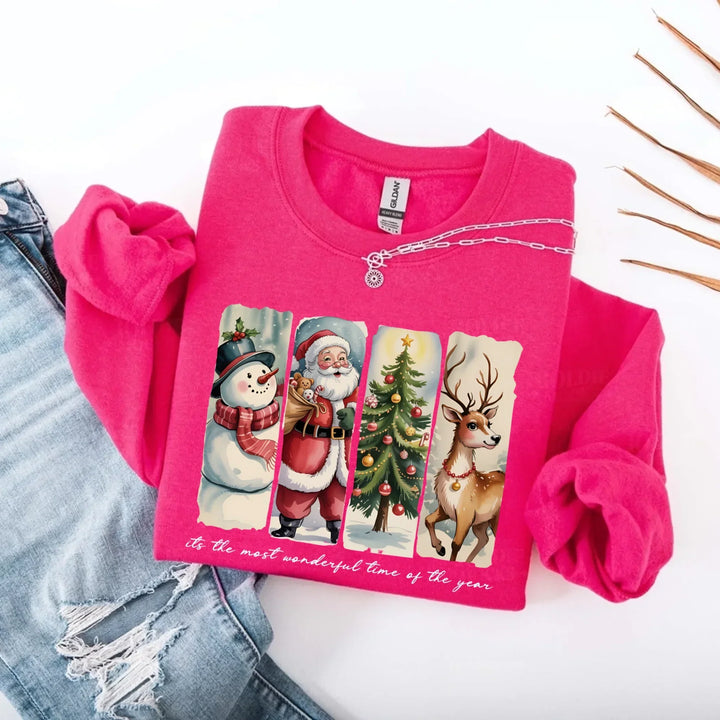 Vintage Santa Sweatshirt Wonderful Time Christmas Crewneck