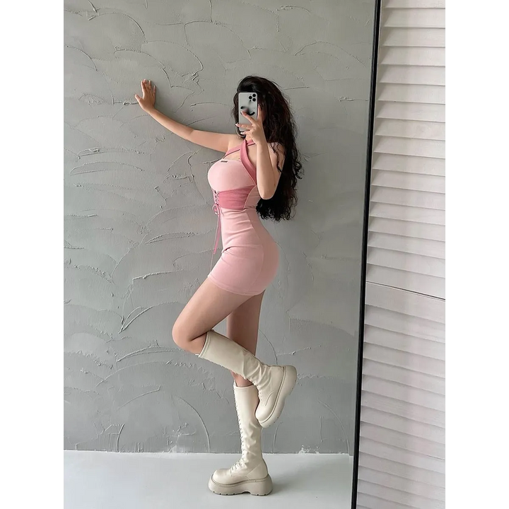 Lace Up Mini Dress