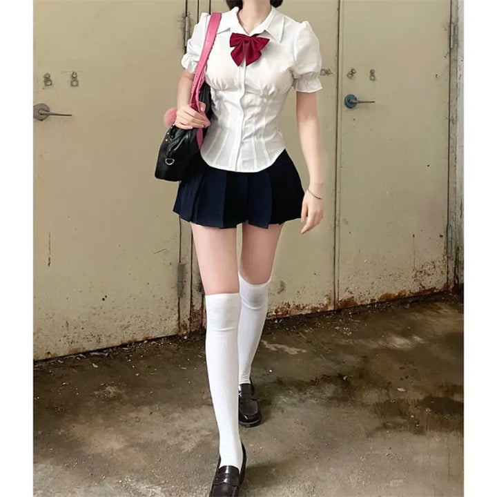 Sexy White Korean Fashion Blouse - Harajuku Chic Slim Top