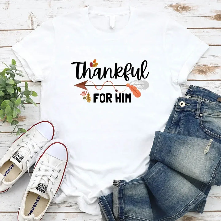 Thankful For Her/Him Valentines Couple T-Shirt – Cute Matching Holiday Tees