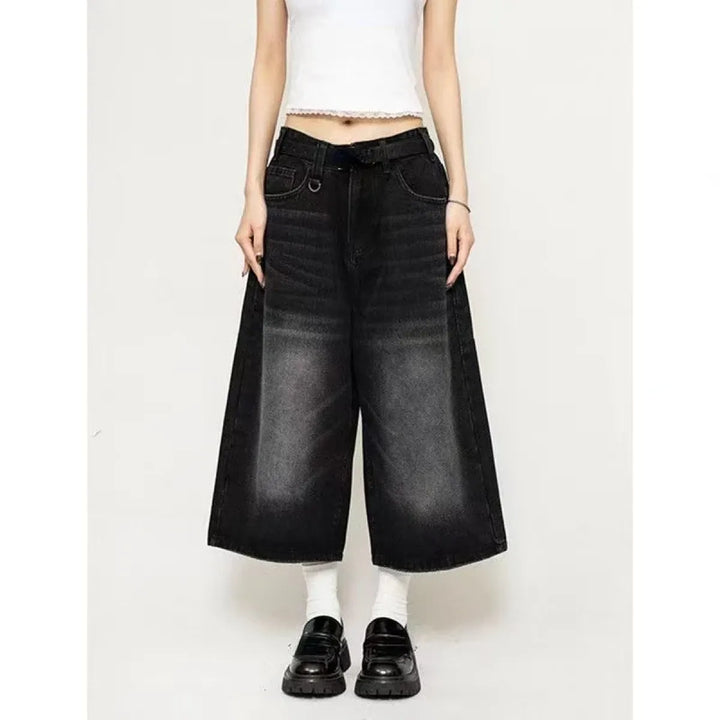 Vintage Wide Leg Denim Jorts – Low Rise Baggy Harajuku Style