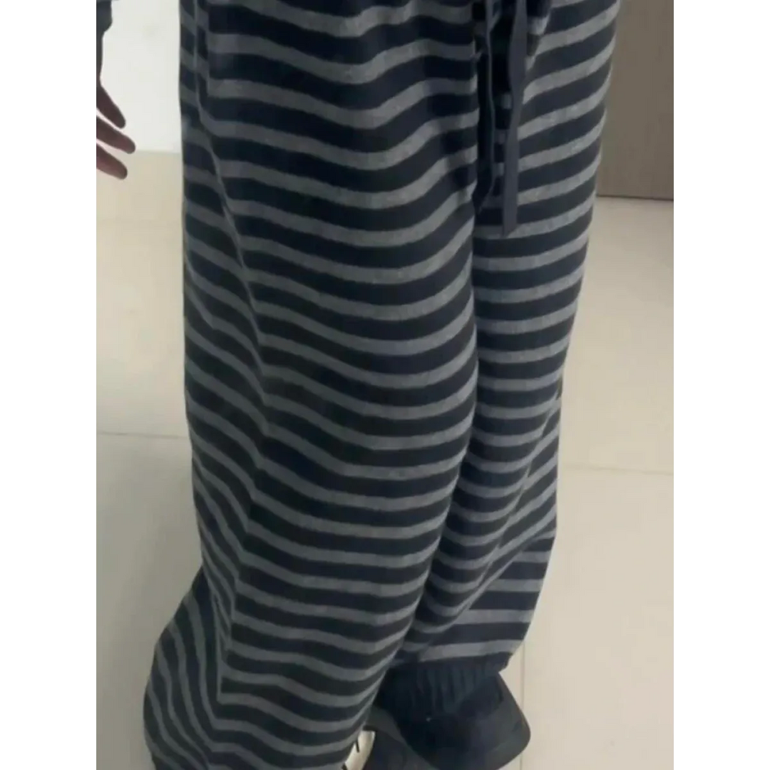 Grunge Stripe Knit Wide Leg Pants