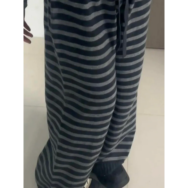 Grunge Stripe Knit Wide Leg Pants