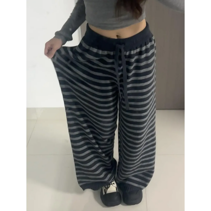 Grunge Stripe Knit Wide Leg Pants