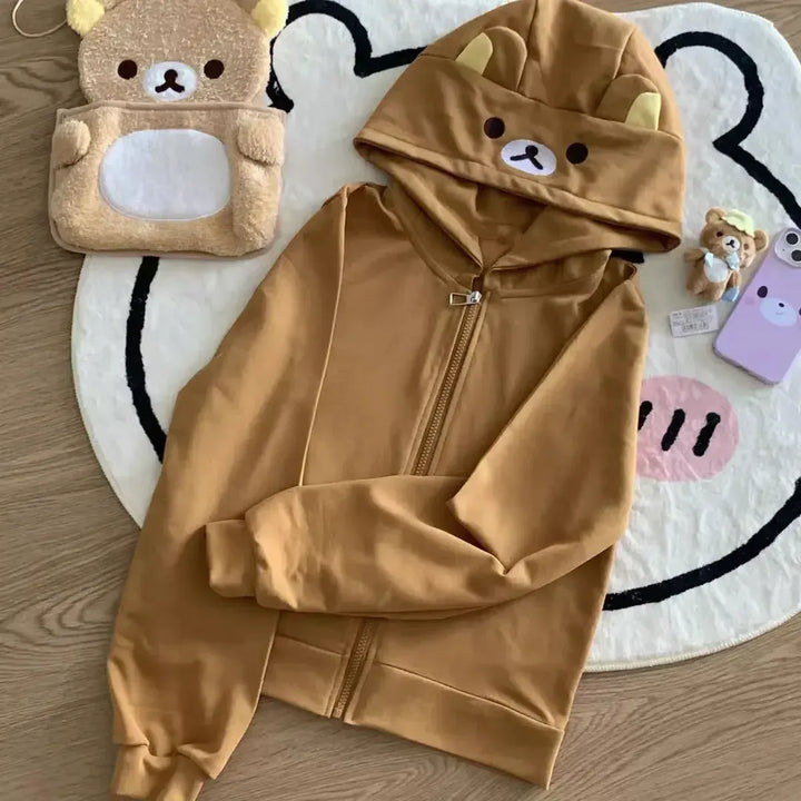 Y2K Harajuku Kawaii Hoodie – Sweet Soft Girl Zipper Cartoon Jacket