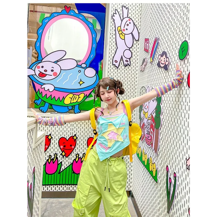 Y2K Patchwork Tees - Harajuku Kawaii Slim Tanks
