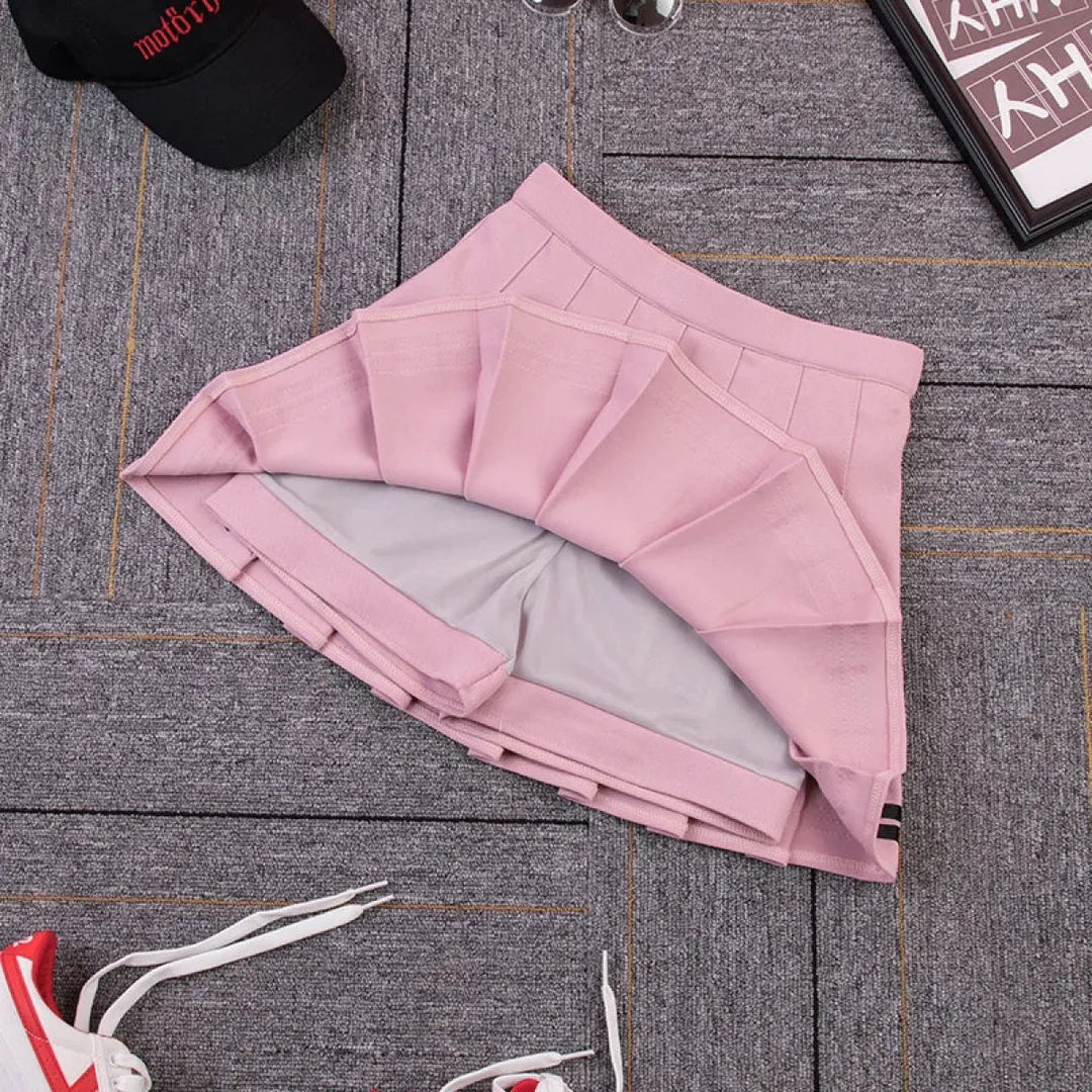 Y2K High Waist Pleated Mini Skirt – Kawaii Preppy Striped Style