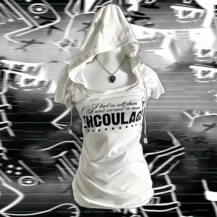 Y2K Punk Grunge T-Shirt – Hooded Slim Fit Retro Tee