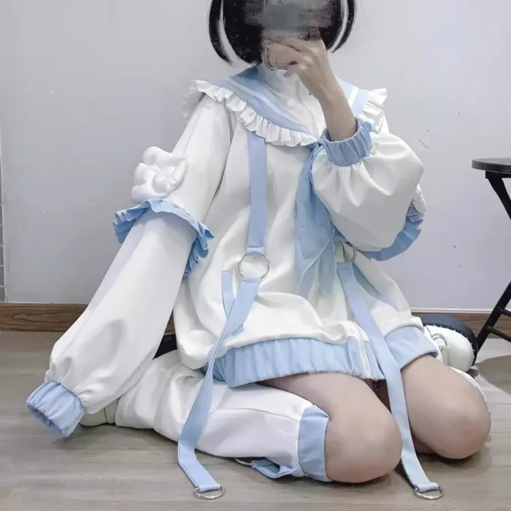 Sailor Collar Jacket – Y2K Sweet Harajuku Ruffle Coat