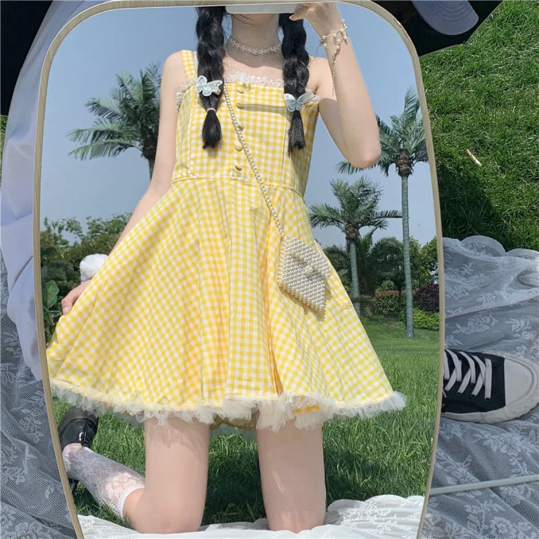 Yellow Plaid Fairy Tale Dress