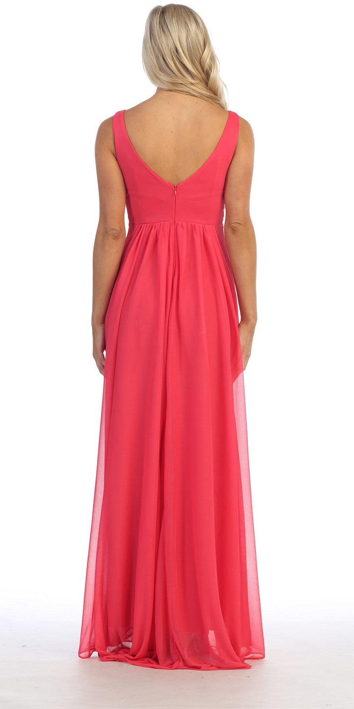CLEARANCE - Celavie 7003 V-Neck Empire Dress Chiffon A-Line (Size S)