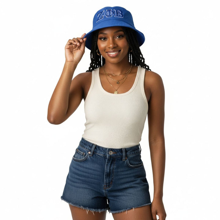 ZPB Sorority Blue Mesh Embroidered Bucket Hat