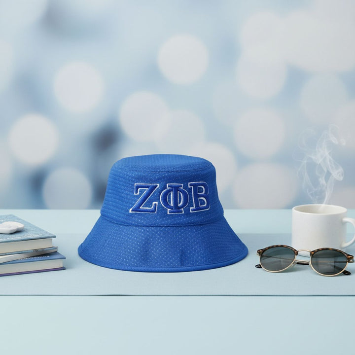 ZPB Sorority Blue Mesh Embroidered Bucket Hat